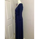 Lulus Lulu’s Lovely Navy Blue Gown Long Sleeve Maxi Dress Stretch Jersey S Photo 3