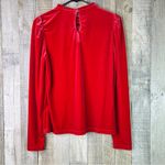 Maison Jules Medium Red Velour Long Sleeve Top with Ruffle Collar Photo 1