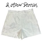 & Other Stories & Other Stories Shell Embroidered White Shorts Size 6 Beach Coastal Cotton Lined Photo 3