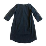 Vince Black Shift Dress w/ Leather Trim Crew Neck 3/4 Sleeves Size 6 Women's Photo 0