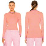 Brandon Maxwell Floral Gingham Wool Crewneck Sweater Pink Orange Size Large Photo 1