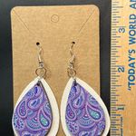 Purple Paisley Teardrop Dangle Earrings New Photo 0