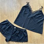 Victoria's Secret Victoria’s Secret Pajama Set, Silky Tank Top & Shorts, Black Animal Print/Lace Photo 0