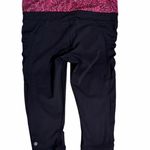 Lululemon Crop 17" Ruched Knee Zipper Pockets Mis Rise Black Pink Leggings Sz 8 Photo 1