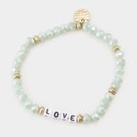 New Womens LOVE Tiny Block Words Friendship Faceted Beaded Stretch Bracelet Green Photo 0