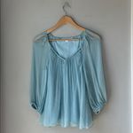 Diane Von Furstenberg  FENOBE Silk Chiffon Blouse Baby Blue Photo 1
