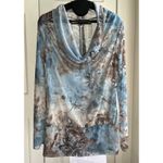 Petit Pois Draped cowl neck Doble mesh sheer art long sleeve blouse top, Size S Photo 9