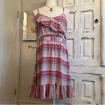 Xhilaration  Striped Ruffle Hem Rayon Mini Dress Boho Festival Summer Chic XL Photo 1