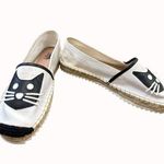 Karl Lagerfeld women’s white kitten theme espadrille shoes 10m SKU 6386 Photo 1
