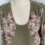 Free People  Women's Green Pink
Boho Floral Long Sleeve Mini Dress
Size Medium Photo 3
