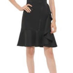 DKNY Black Fit & Flare Ruffle Zipper Dress Size 8 Photo 0
