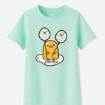Sanrio  Uniqlo Seafoam Short Sleeve Shirt Egg Gudetama Size Large EUC #1572 Photo 0