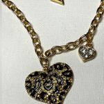 Guess Gold cheetah heart necklace rhinestone chain hearts adjustable  Photo 5