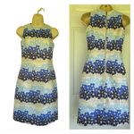 Sara Campbell Cream Sheath Midi Dress Halter Neckline Sz 0 Blue Photo 1