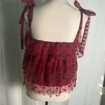 Red Ruffled Tie Front Tank Top Size M Photo 1