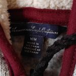 American Eagle  Size Medium M Maroon Zipper Sweater AE Sherpa Hood Lined Comfy Photo 5