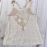 BKE Ivory Mixed Crochet Lace Asymmetric Racerback Cami Tank Boutique Fairy Boho Photo 8