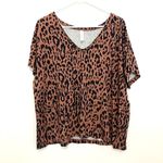 Ideology Brown Black Cheetah Leopard Animal Print V-Neck Short Sleeve Tee TShirt Photo 1