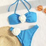 Amazon NEW BLUE FLOWERED BIKINI SET MEDIUM Photo 0