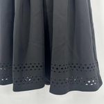 Ann Taylor Black Pleated Laser Cut Scuba Dress Sleeveless Eyelet Stretch Size 2 Photo 5