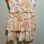 Sabo Skirt Selma Cami Ruffle Tiered Dress Size XS White Orange Yellow Floral Photo 9