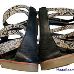 Very Volatile  Black And Grey Snakeskin Gladiator Sandals. Photo 8