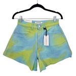 We Wore What  Tie-Dye Denim Cut Off Shorts NWT Size 27 Green and Blue Jean Shorts Photo 0