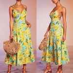 Dress Forum Lemon Print Open Back Fit and Flare Summer Dress ~ Size Small 💚🍄 Yellow Photo 1