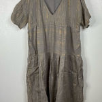 Pink Chicken Gray Gold Midi Dress Size Large Photo 0