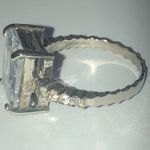 Size 8 Silver Tone Emerald Cut CZ Rhinestone Cocktail Statement Ring Photo 6