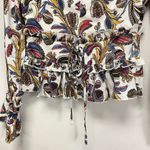 fanco women's vneck floral long sleeve tie front Crop top size small bell Sleeve Photo 3