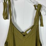 Pure Linen Made in Italy Mossy Green 100% Linen Wide Leg Tie Shoulder Jumpsuit Photo 1