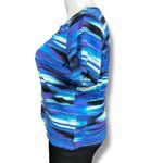 Rafaella Womens T Shirt Top Round Neck Pullover Short Sleeve Stripes Blue Purple Photo 4