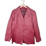 Dialogue Genuine Leather Washable Button Front Jacket in Red Women's Size Medium Photo 6