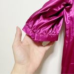 Newport News Vintage Hot Pink Satin Peasant Collar Short Sleeve Top Photo 6