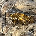 Camco Gold Tone Lapel Pin and Black Pig Brooch Set Photo 5