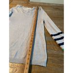 Y2K Hawthorne Gray Knit Sweater Medium Green Striped Crewneck M‎ Color Block Photo 6