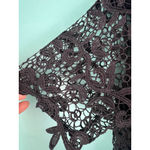 Philosophy Black Lace Top Women’s Small Short Sleeve Lined Crochet Overlay Blous Photo 3