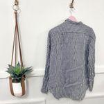 frame denim FRAME Striped Navy Multi Linen Blend Long Sleeve Button Front Shirt Size XS Photo 2