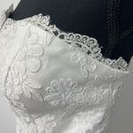 Strapless Mini Wedding Homecoming Prom Formal Dress Floral Lace No Label XS White Photo 6