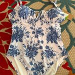 Berlook. White & Blue Floral One Piece Swimsuit Photo 5