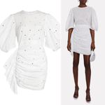 NWT Rhode Pia Puff Sleeve Eyelet Cotton Ruffle Mini Dress White Mirror Large Photo 3