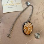 Handmade Orange floral pendant swans necklace Photo 2