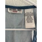 Vintage Vest Womens Size PL Blue Cream Gingham Embroidered Beaded Sunflower Photo 3