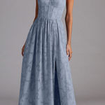 Azazie  DENISSE POWDER BLUE CORSET MAXI DRESS Photo 0