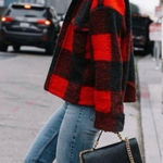 ANINE BING  Bobbi Flannel Jacket Red Coat  Size XS Photo 1