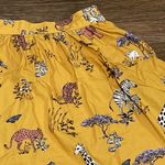 Modcloth Mini Skater Safari Animal Skirt Mustard Yellow White Black Pink Size M Photo 3