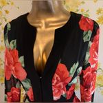 Red Flower Print Floor Length Dress Black Size M Photo 2