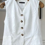 Emerson Lang Contemporary White Cotton Linen Cropped Vest L Size L Photo 0