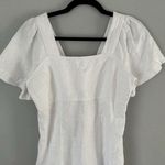 Madewell New Eyelet White Square Neck 100% Linen Mini Dress Size 0 Photo 6